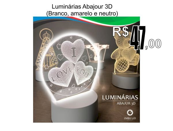 Luminárias Led Abajour 3D